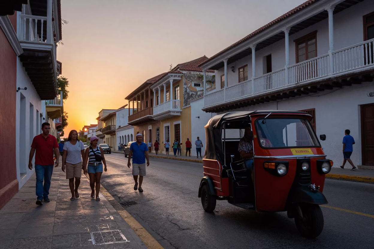 Before Dawn in Cartagena at The Still Hours Before Dawn Light in in Cartagena, Colombia