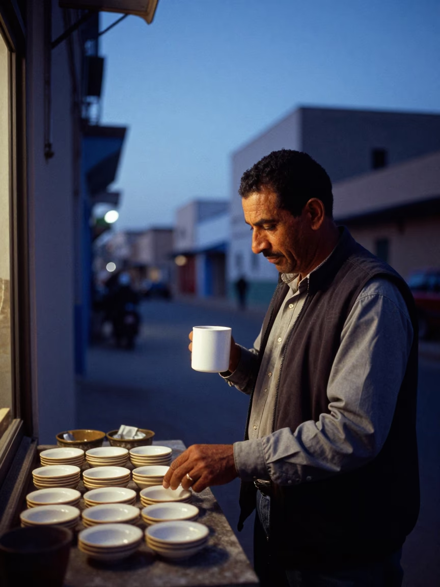 Before Dawn in Casablanca at The Still Hours Before Dawn Light in in Casablanca, Morocco