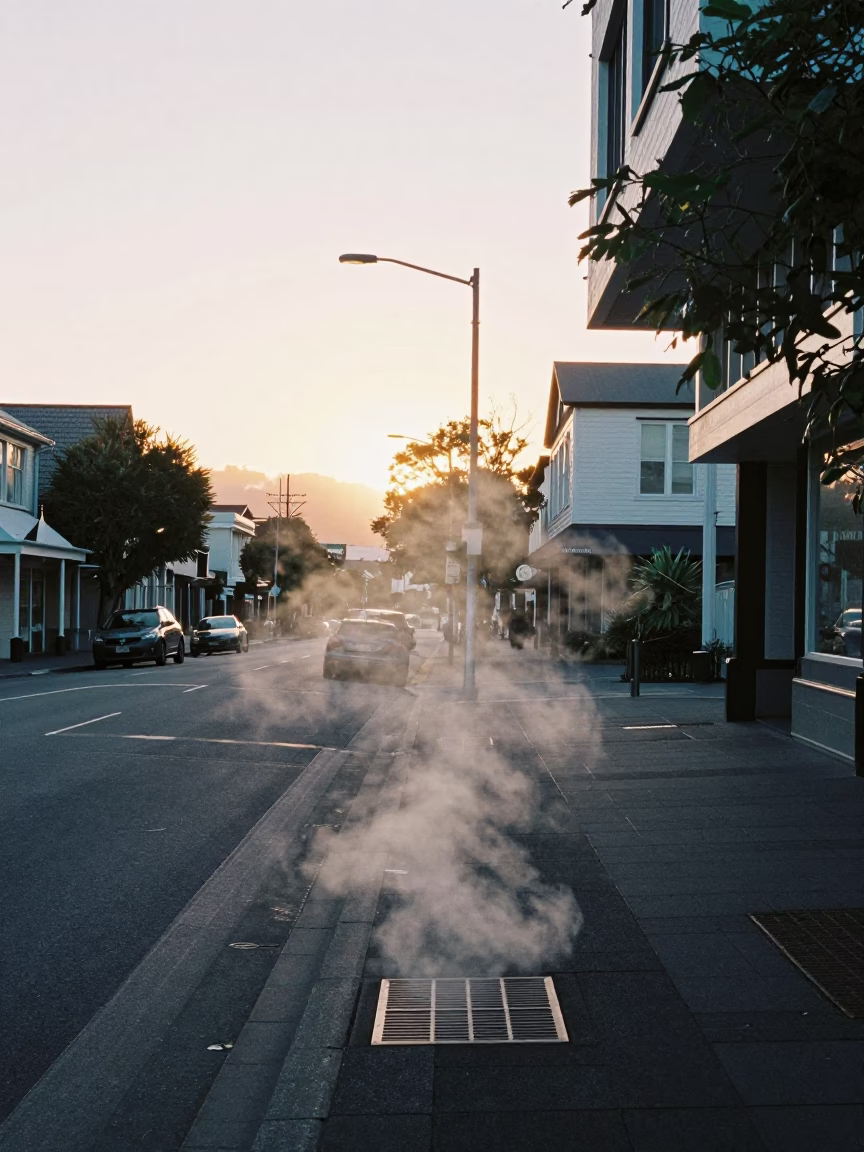 Before Dawn in Christchurch at Sunrise Light in in Christchurch, New Zealand