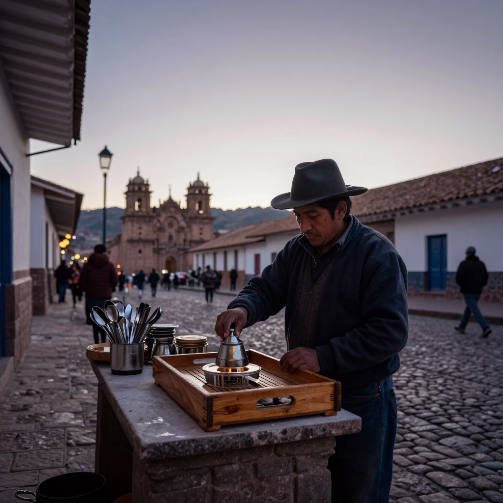 Before Dawn in Cusco at The Still Hours Before Dawn Light in in Cusco, Peru