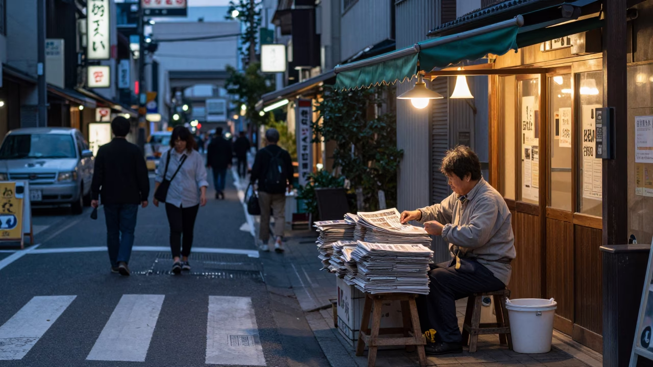 Before Dawn in Fukuoka at The Still Hours Before Dawn Light in in Fukuoka, Japan