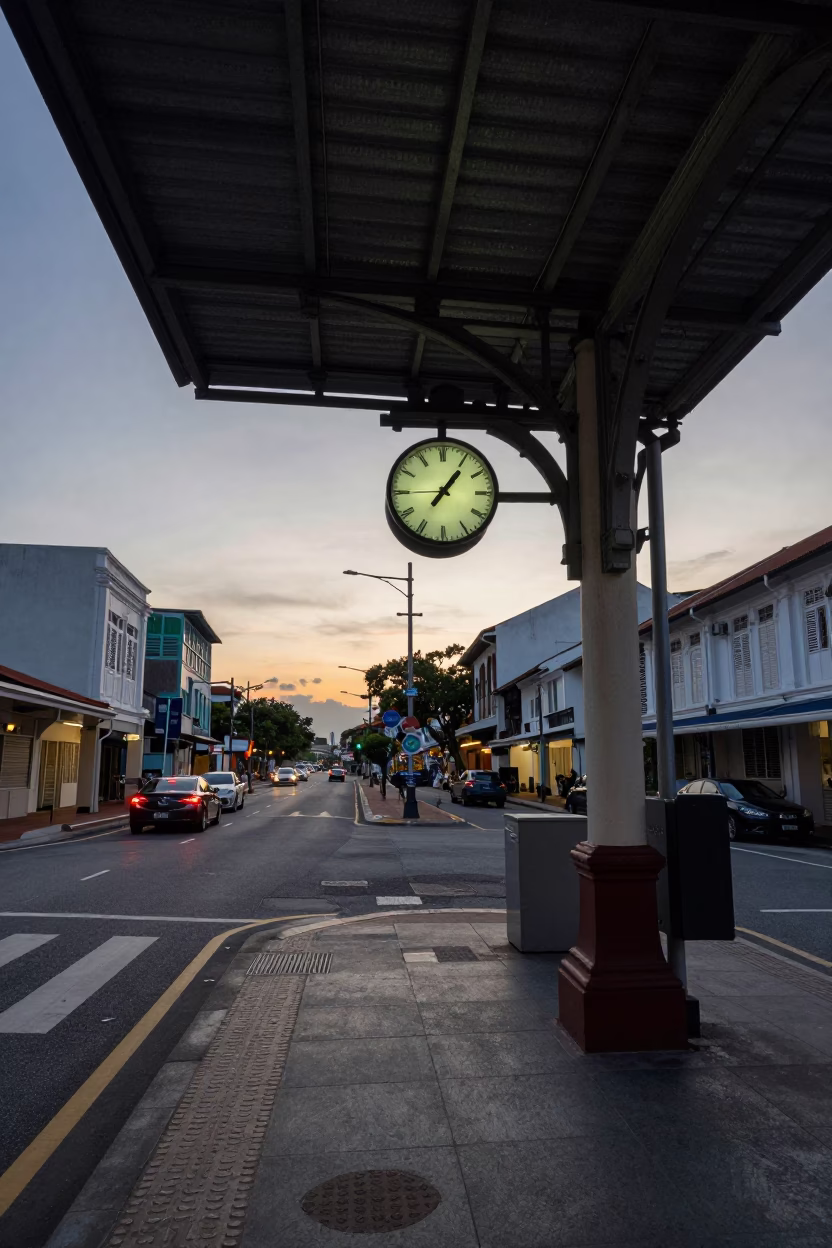 Before Dawn in George Town at The Still Hours Before Dawn Light in in George Town, Malaysia