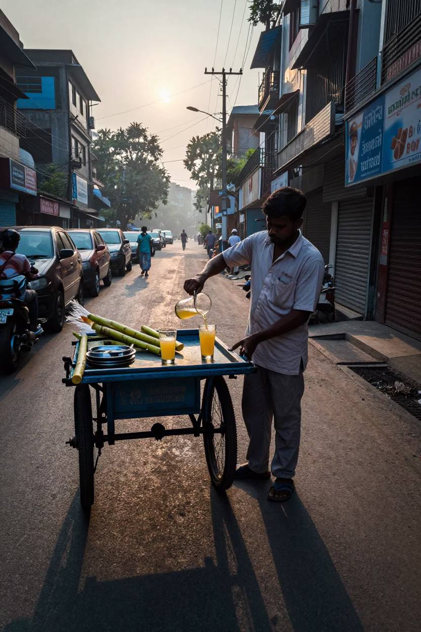 Before Dawn in Kolkata at Sunrise Light in in Kolkata, India