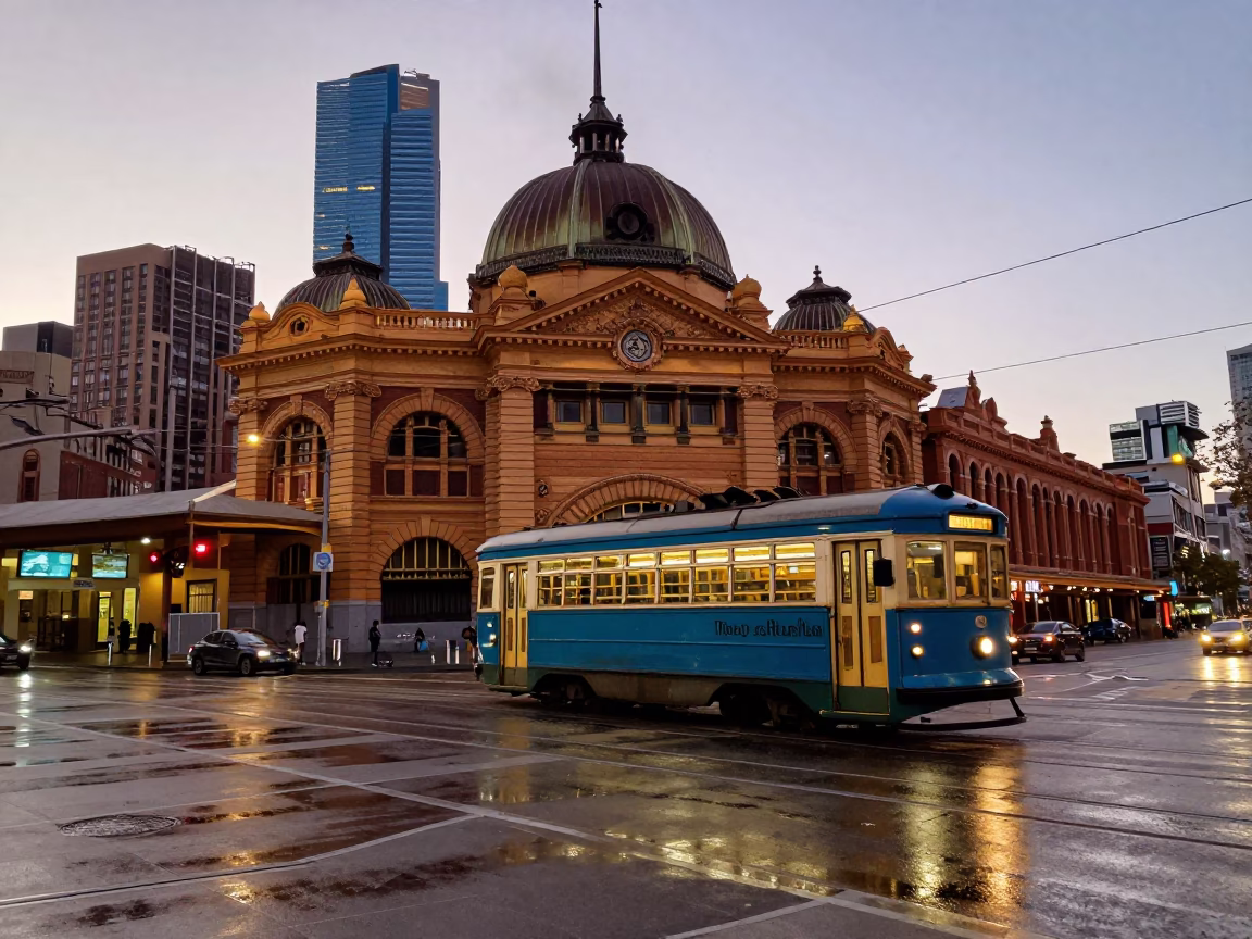 Before Dawn in Melbourne at The Still Hours Before Dawn Light in in Melbourne, Victoria, Australia
