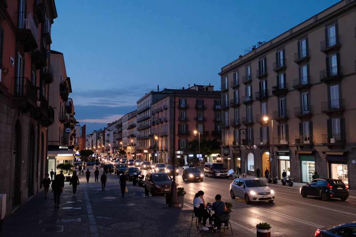 Before Dawn in Naples at The Still Hours Before Dawn Light in in Naples, Italy