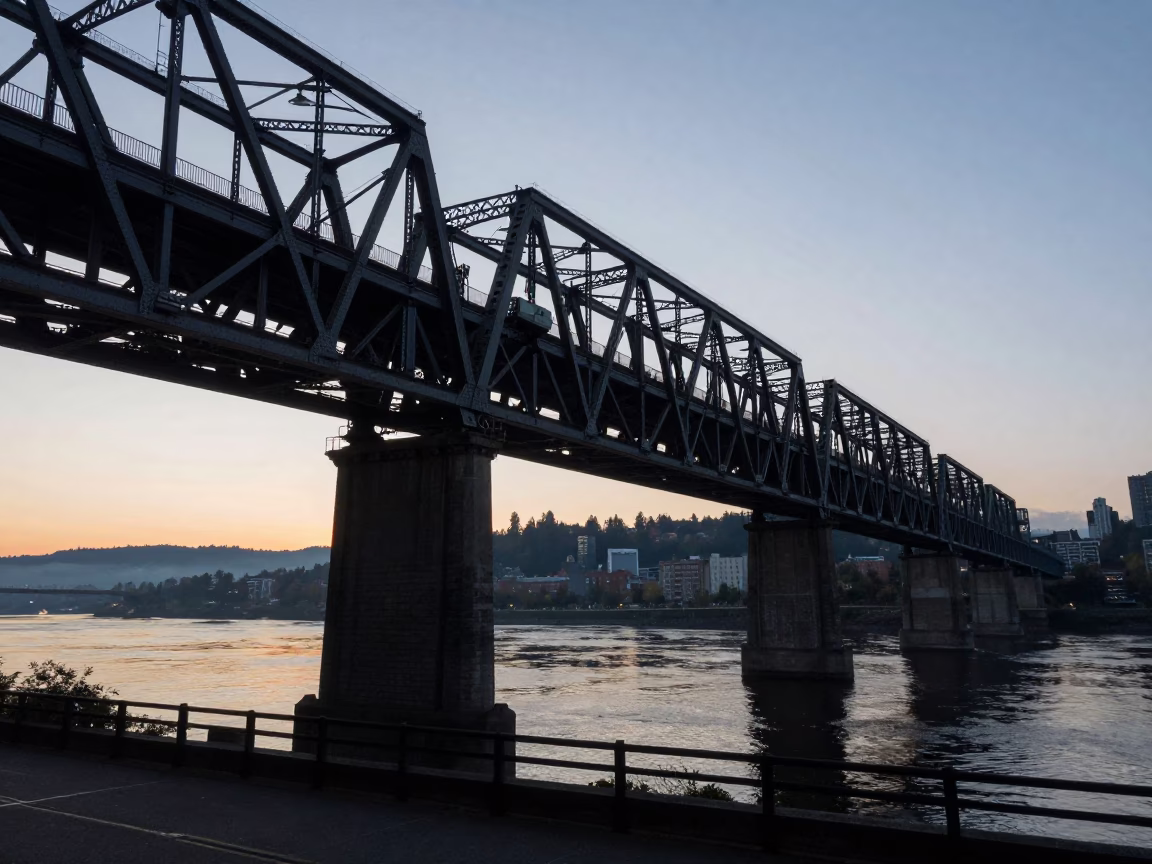 Before Dawn in Portland at Sunrise Light in in Portland, Oregon, United States