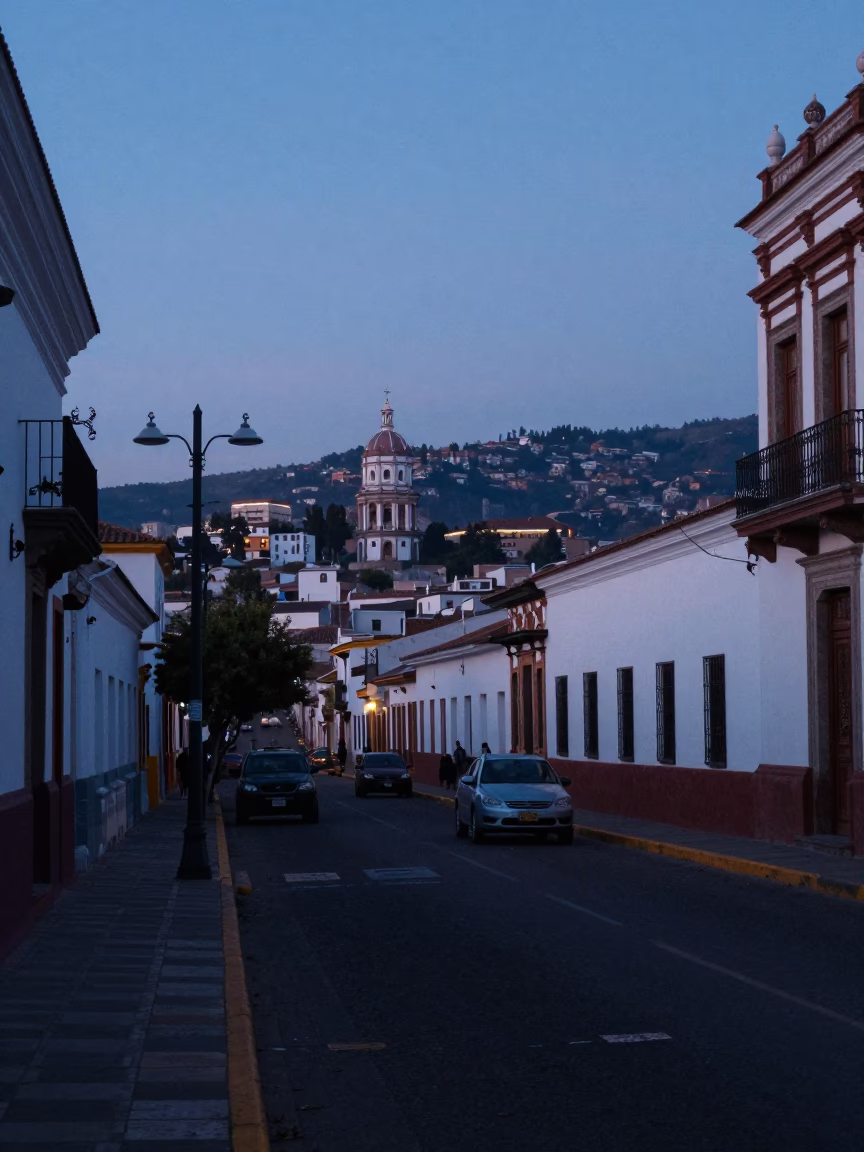 Before Dawn in Quito at The Still Hours Before Dawn Light in in Quito, Ecuador