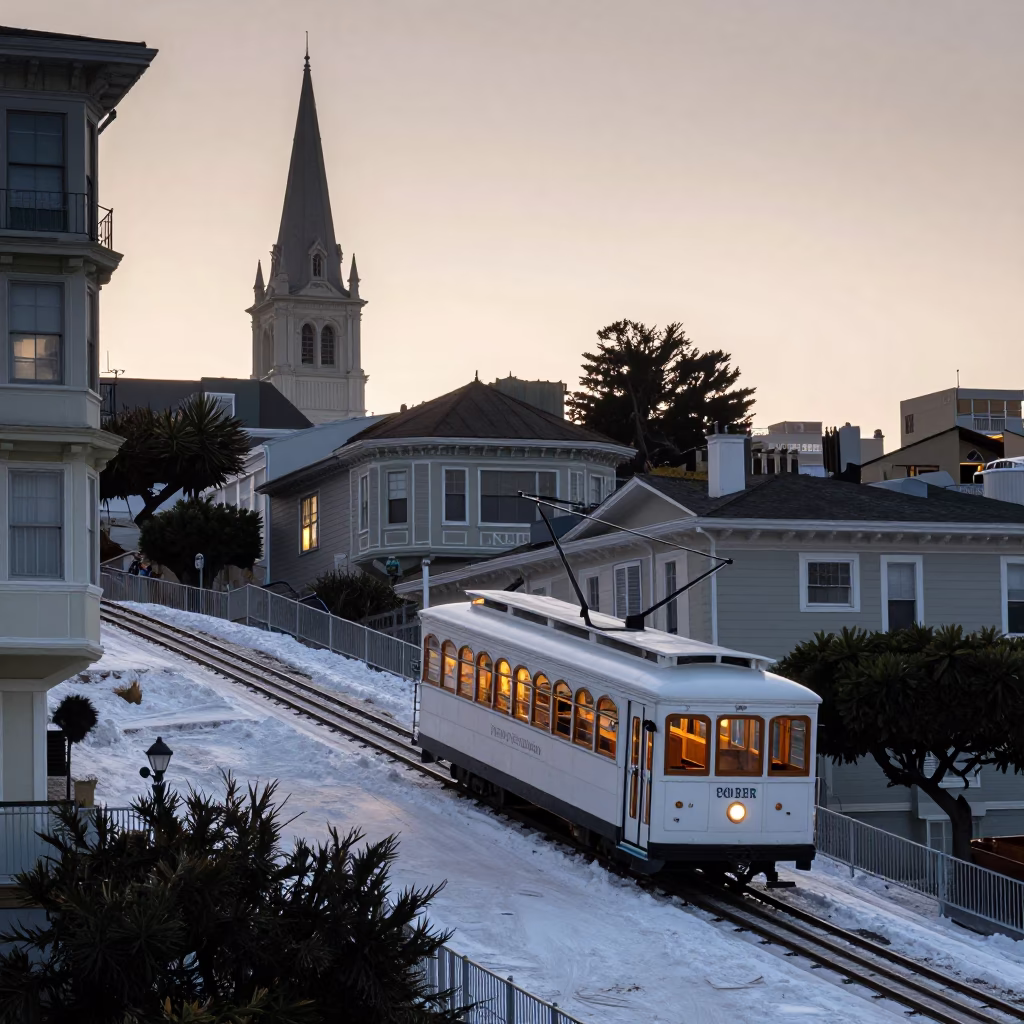 Before Dawn in San Francisco at Sunrise Light in in San Francisco, California, United States