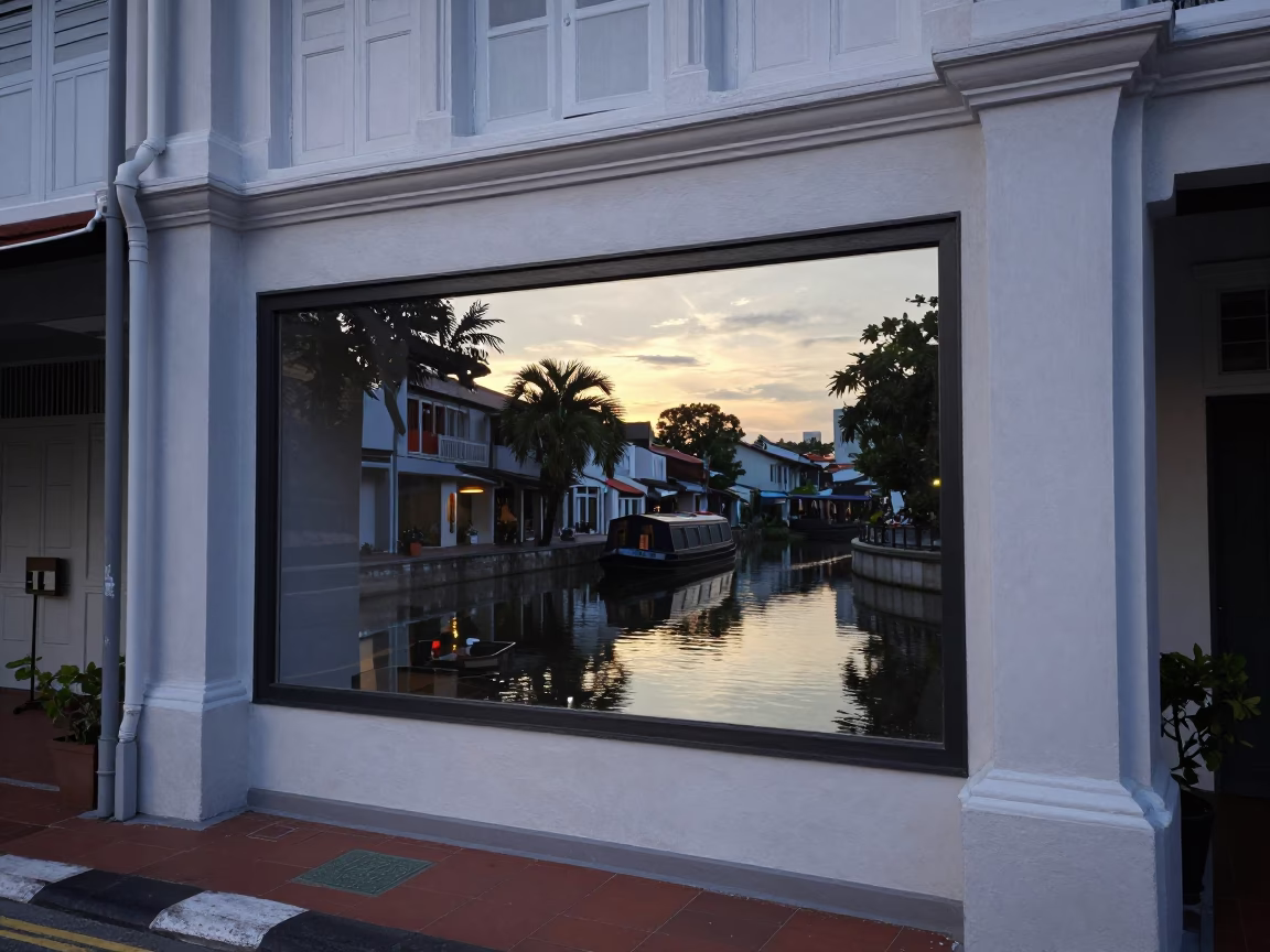 Before Dawn in Singapore at Sunrise Light in in Singapore, Singapore