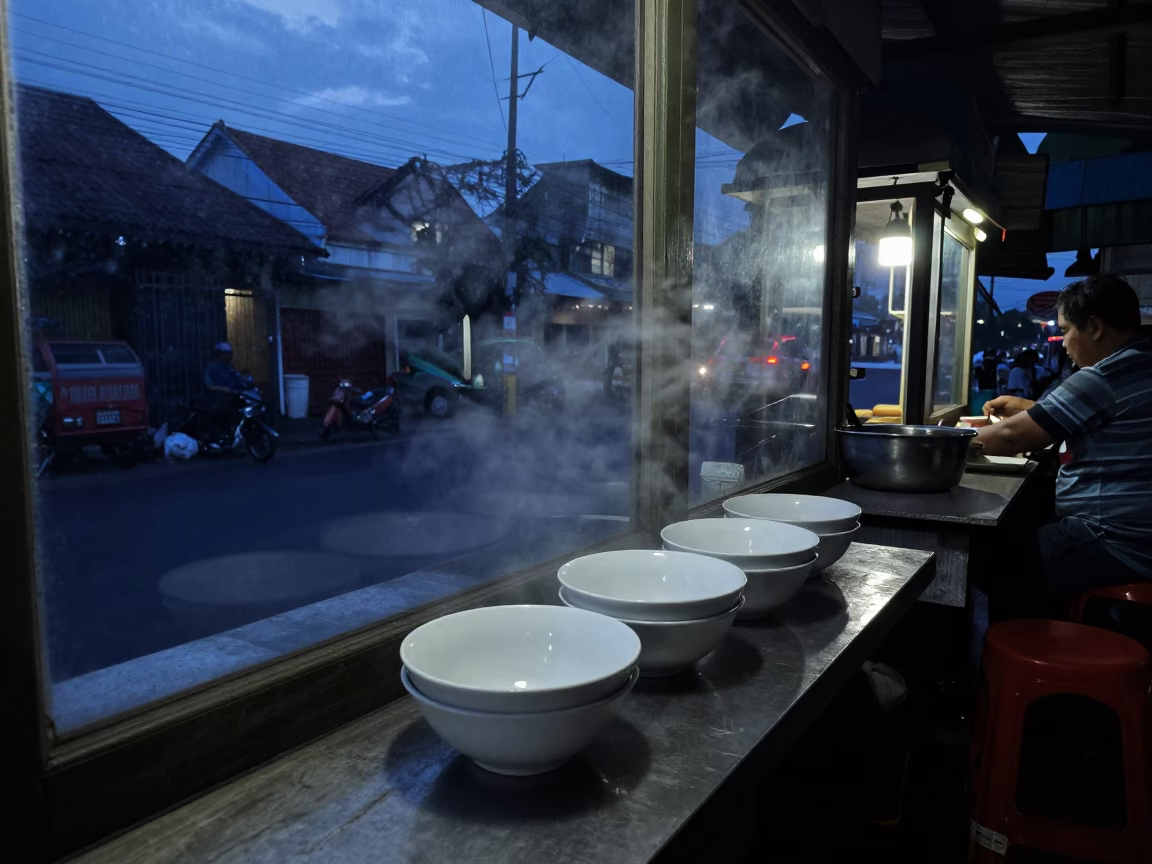 Before Dawn in Surabaya at Sunrise Light in in Surabaya, Indonesia