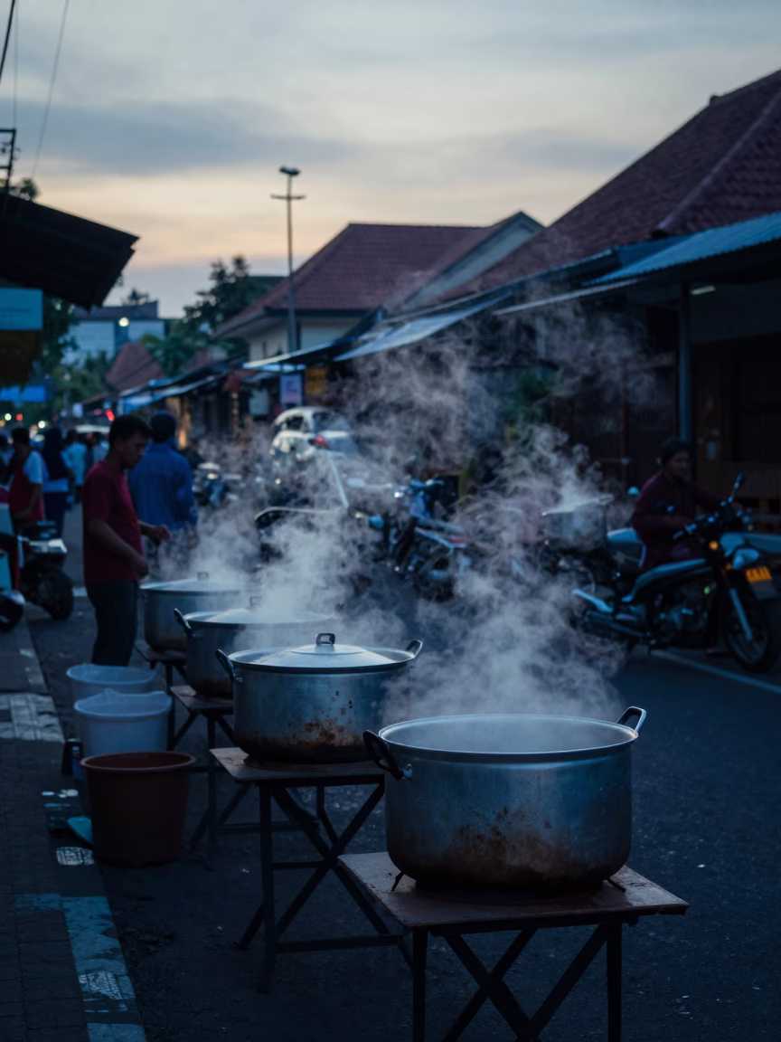 Before Dawn in Yogyakarta at Sunrise Light in in Yogyakarta, Indonesia
