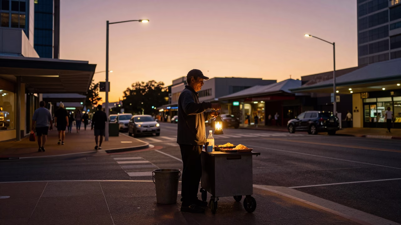 Before Dusk at Copper-toned Light Before Dusk in Perth in in Perth, Western Australia, Australia