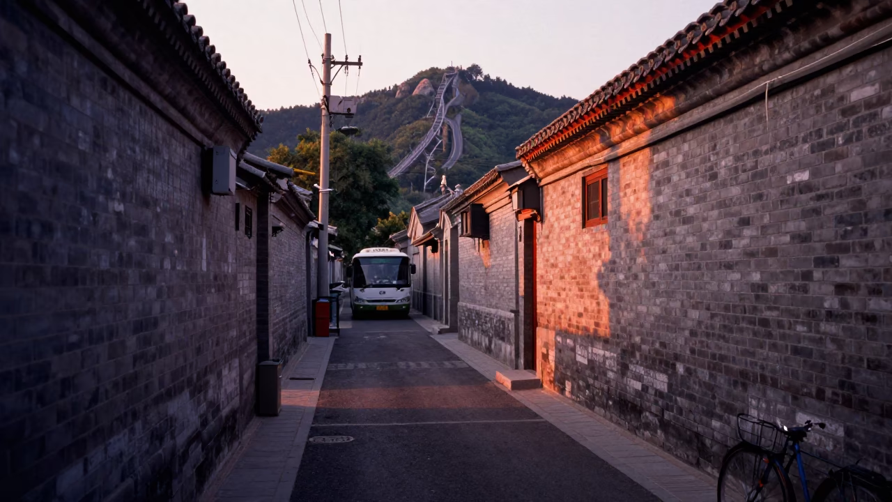 Before Dusk in Beijing at Copper-toned Light Before Dusk in in Beijing, China