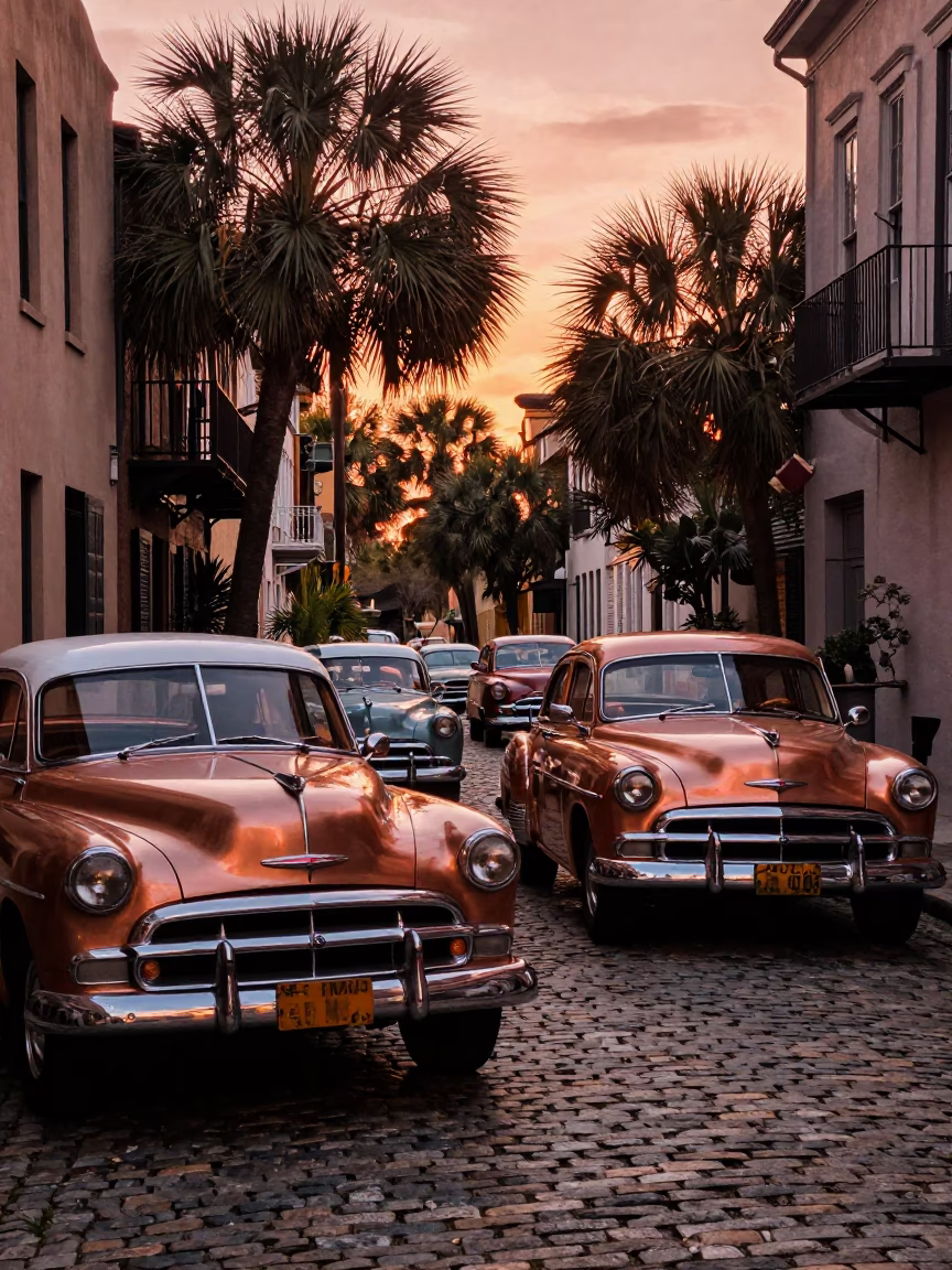 Before Dusk in Charleston at Copper-toned Light Before Dusk in in Charleston, South Carolina, United States