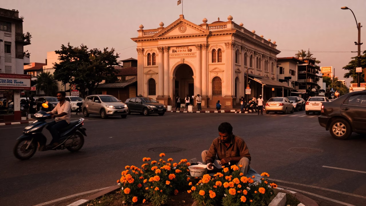 Before Dusk in Chennai at Copper-toned Light Before Dusk in in Chennai, India