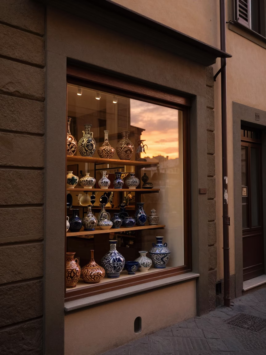 Before Dusk in Florence at Copper-toned Light Before Dusk in in Florence, Italy