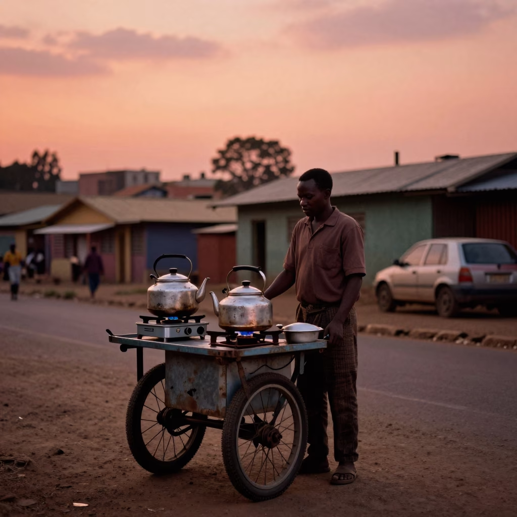 Before Dusk in Johannesburg at Copper-toned Light Before Dusk in in Johannesburg, South Africa
