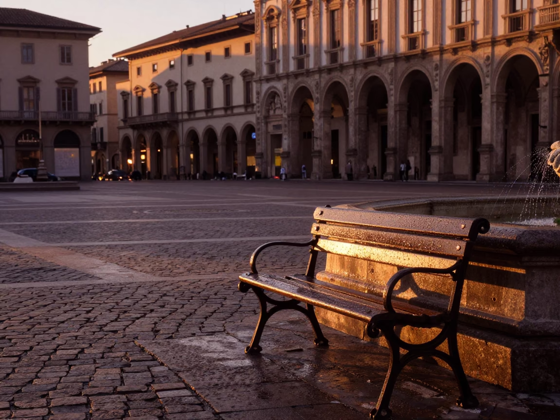 Before Dusk in Milan at Copper-toned Light Before Dusk in in Milan, Italy