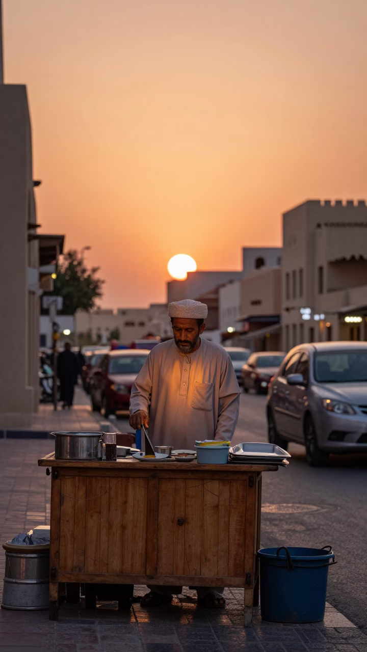 Before Dusk in Muscat at Copper-toned Light Before Dusk in in Muscat, Oman
