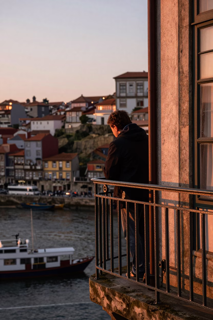 Before Dusk in Porto at Copper-toned Light Before Dusk in in Porto, Portugal