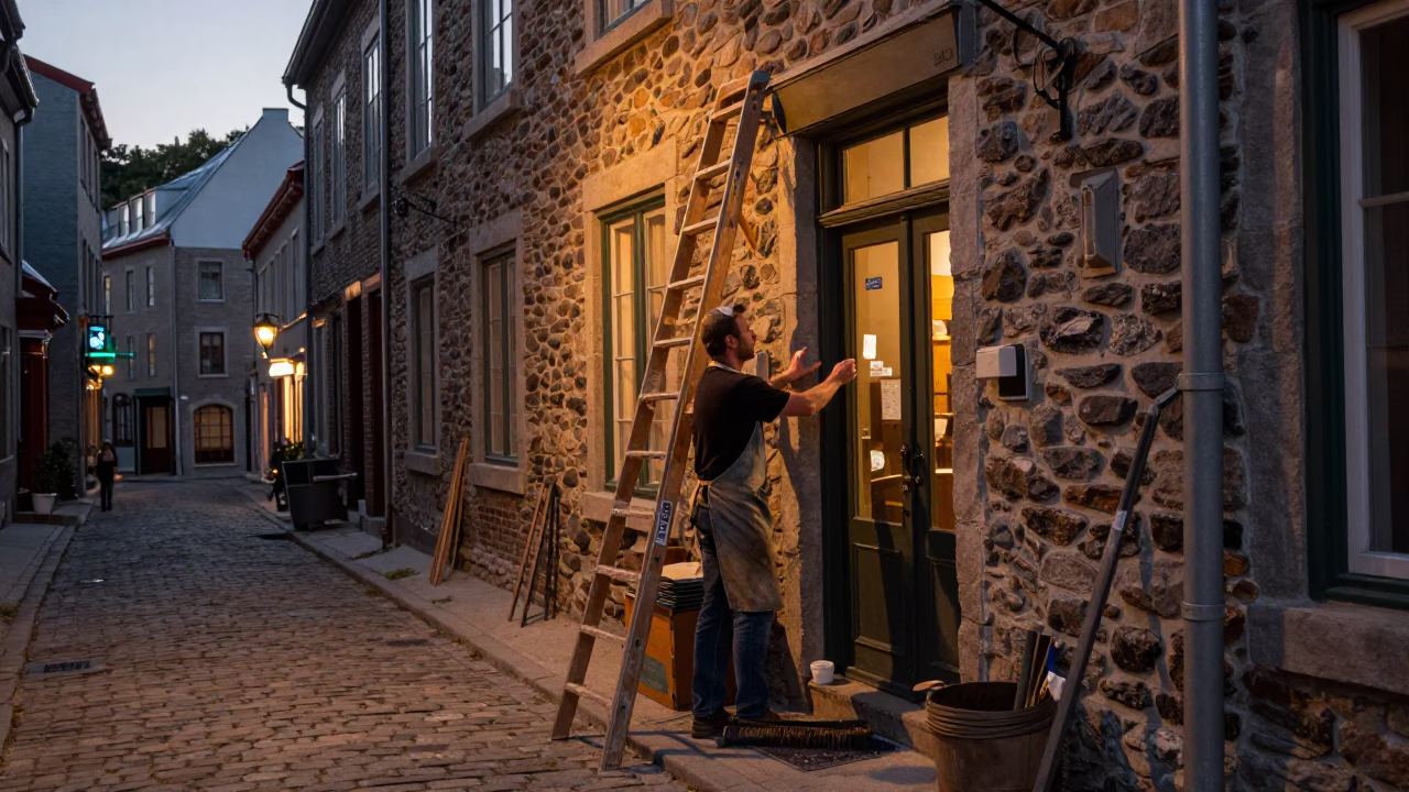 Before Dusk in Quebec City at Copper-toned Light Before Dusk in in Quebec City, Quebec, Canada