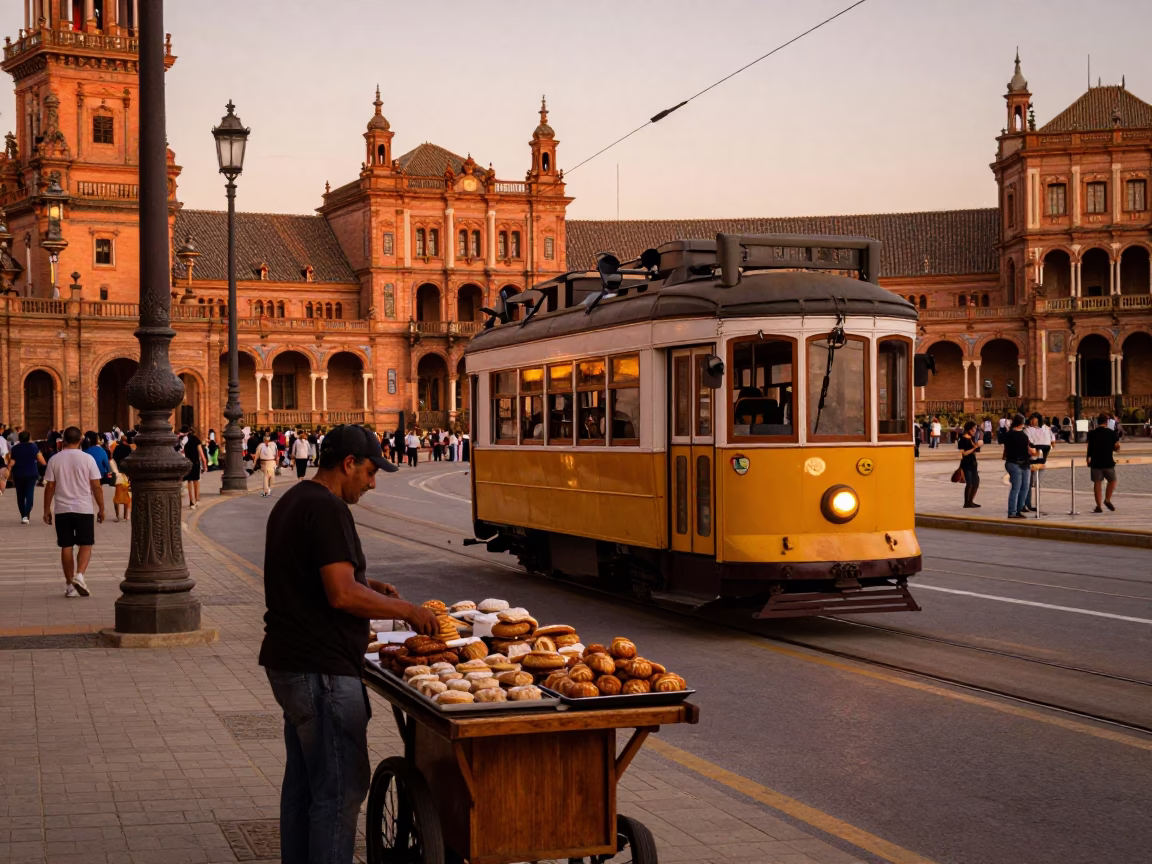 Before Dusk in Seville at Copper-toned Light Before Dusk in in Seville, Spain