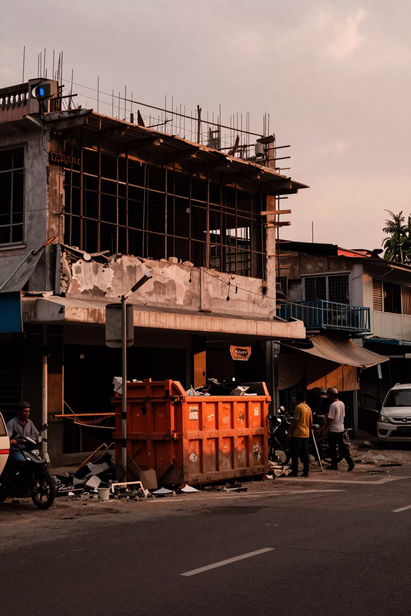 Before Dusk in Surabaya at Copper-toned Light Before Dusk in in Surabaya, Indonesia