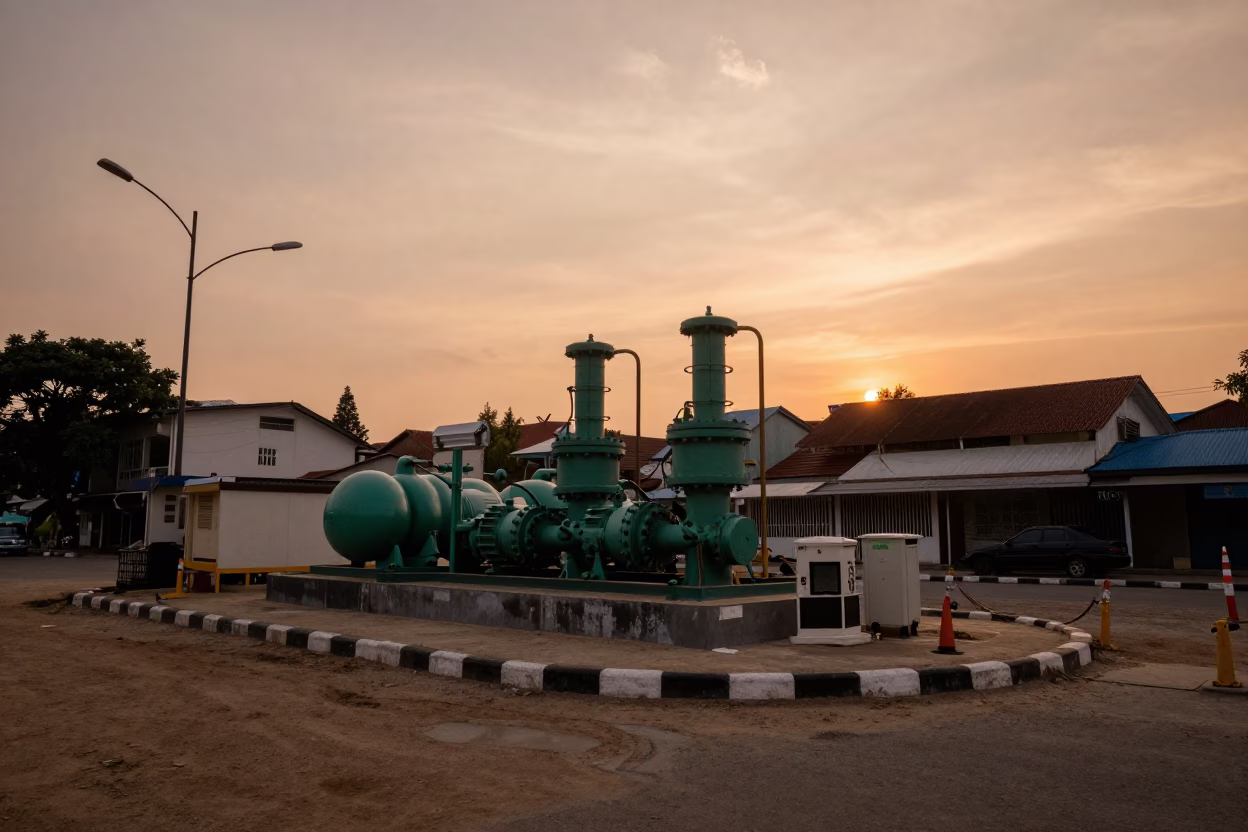 Before Dusk in Surabaya at Copper-toned Light Before Dusk in in Surabaya, Indonesia