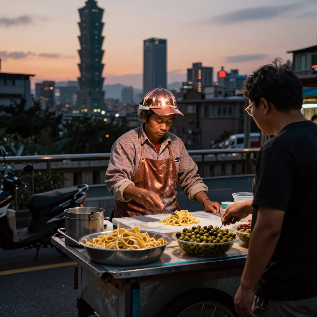 Before Dusk in Taipei at Copper-toned Light Before Dusk in in Taipei, Taiwan