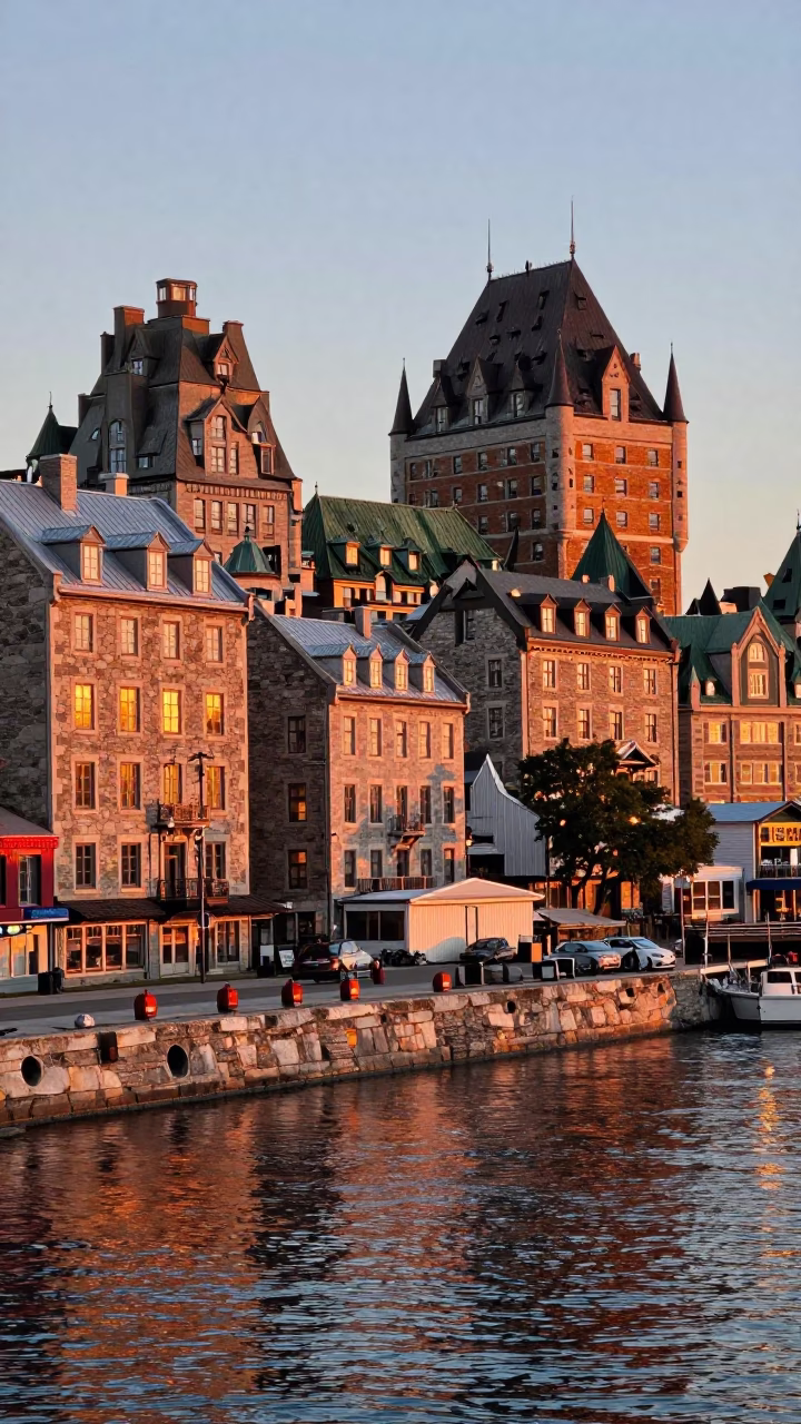 Before Nightfall at Copper-toned Light Before Dusk in Quebec City in in Quebec City, Quebec, Canada