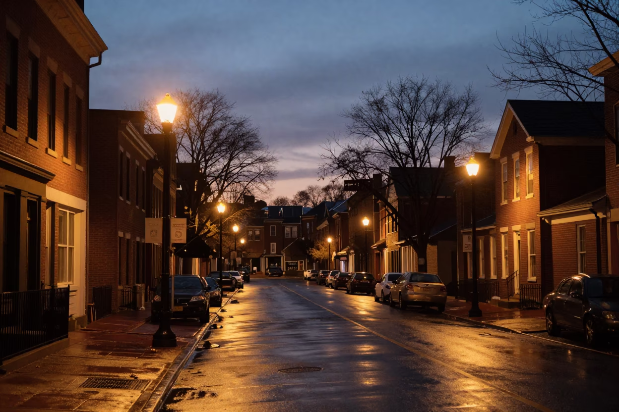 Before Sunrise at The Still Hours Before Dawn Light in Philadelphia in in Philadelphia, Pennsylvania, United States