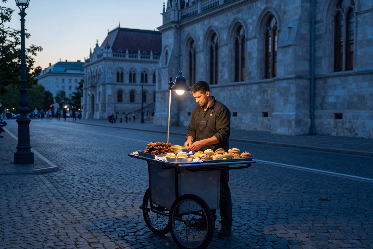 Before Sunrise in Budapest at Sunrise Light in in Budapest, Hungary