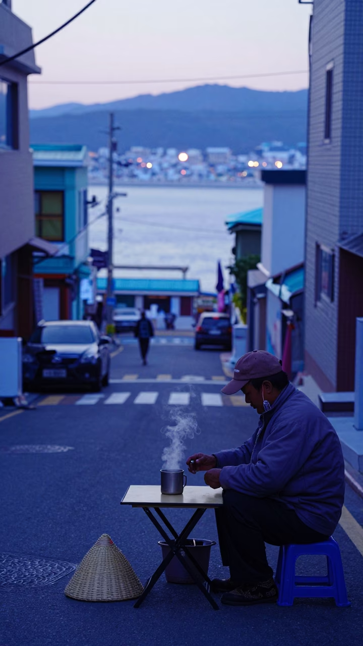 Before Sunrise in Busan at Sunrise Light in in Busan, South Korea
