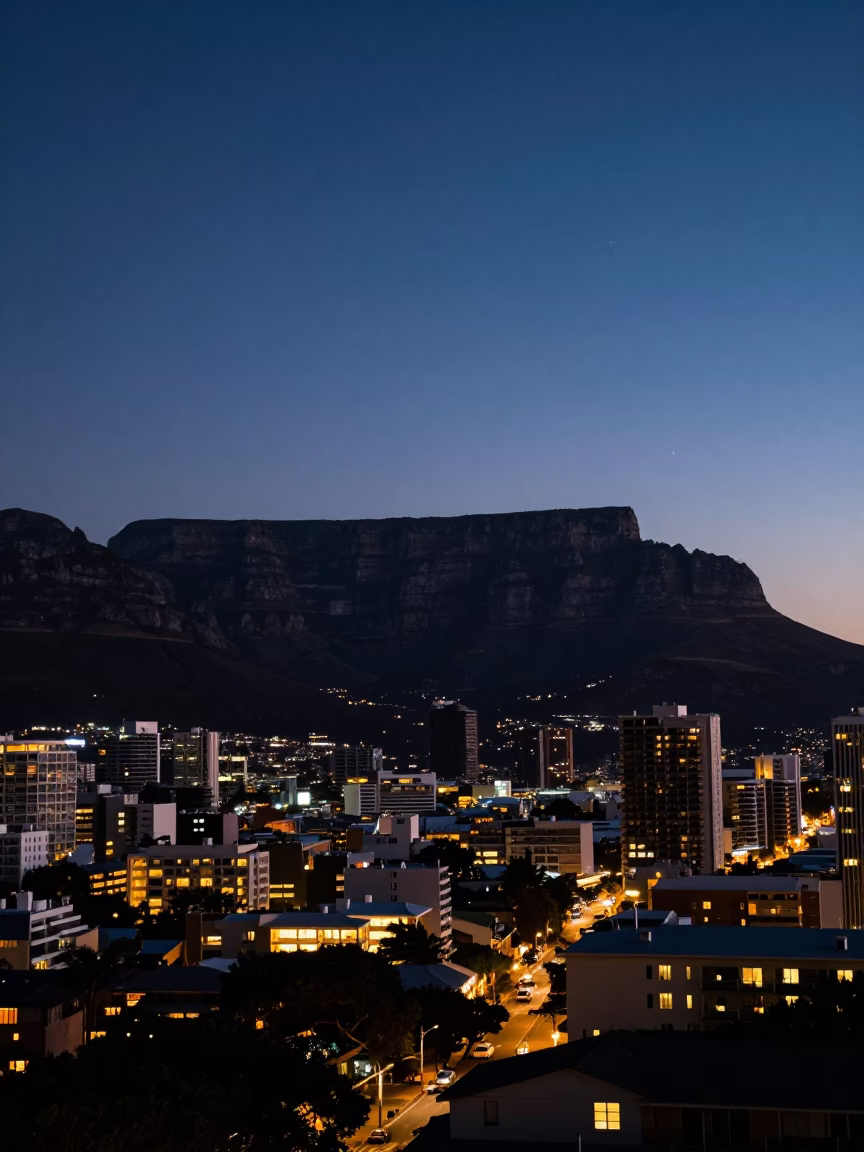 Before Sunrise in Cape Town at The Still Hours Before Dawn Light in in Cape Town, South Africa