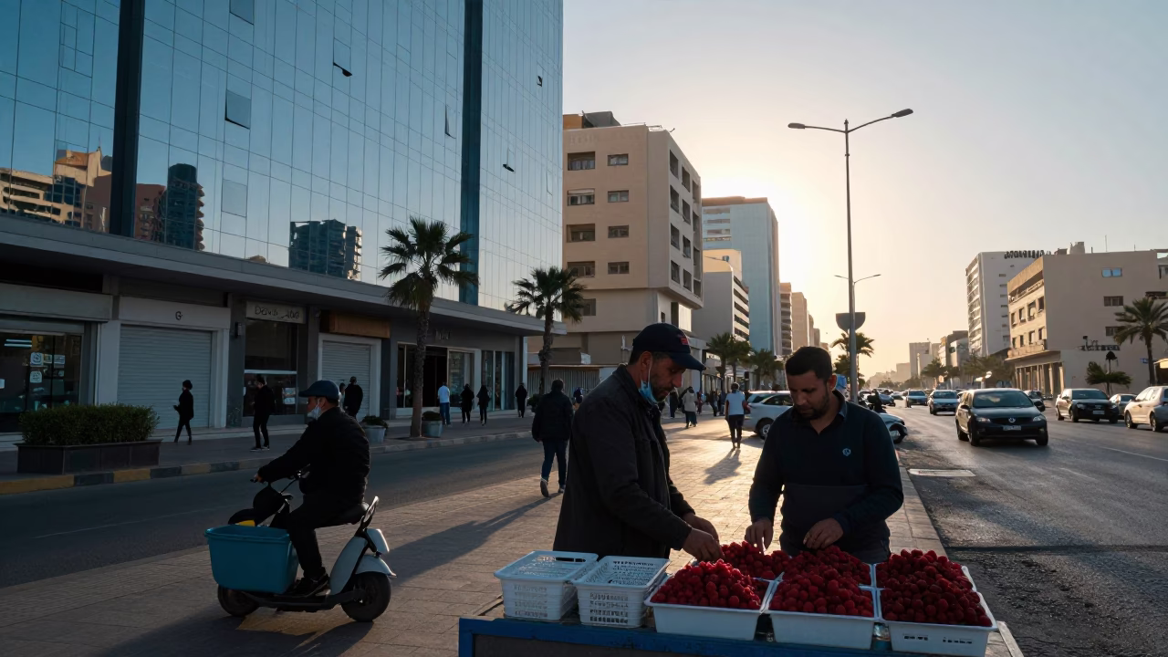 Before Sunrise in Casablanca at Sunrise Light in in Casablanca, Morocco