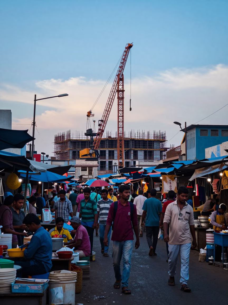 Before Sunrise in Chennai at Sunrise Light in in Chennai, India