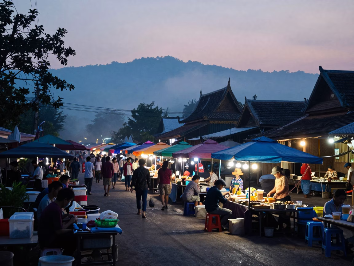 Before Sunrise in Chiang Mai at The Still Hours Before Dawn Light in in Chiang Mai, Thailand