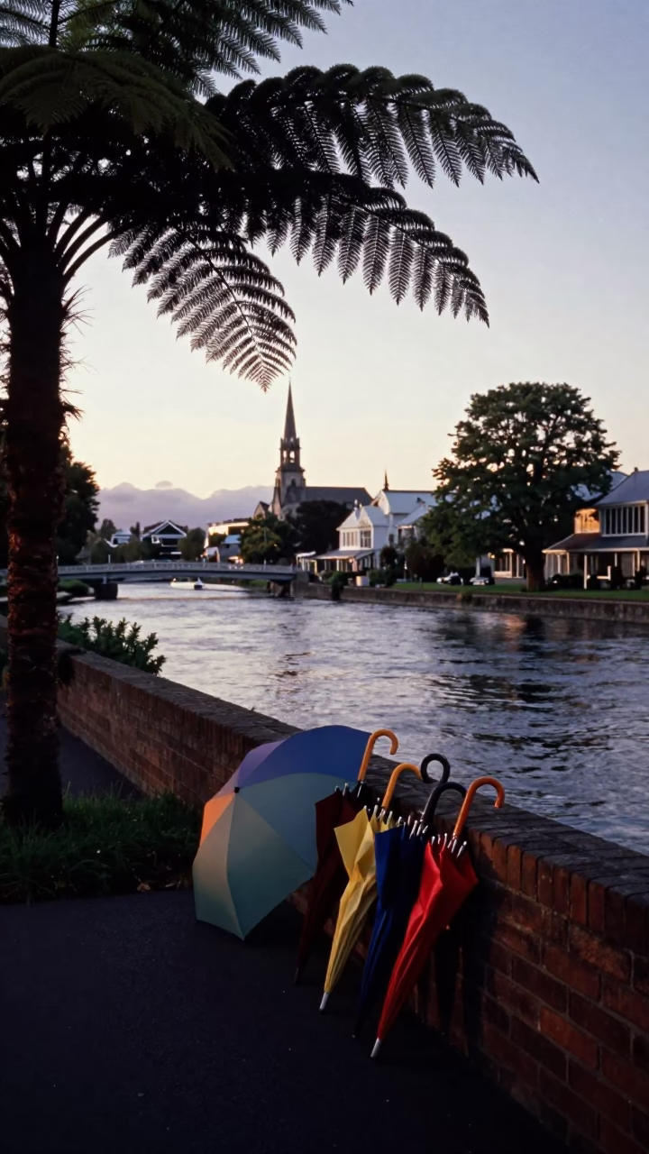 Before Sunrise in Christchurch at Sunrise Light in in Christchurch, New Zealand