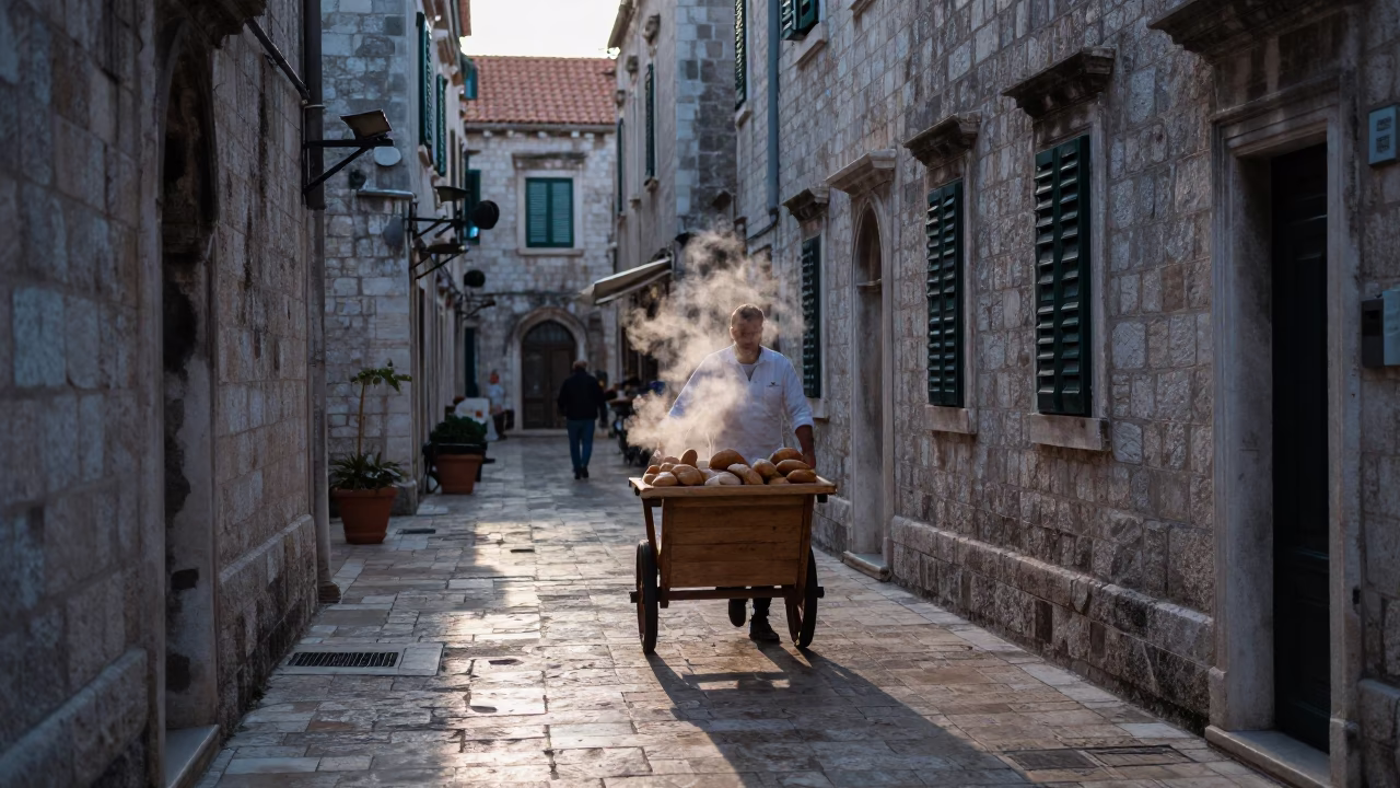 Before Sunrise in Dubrovnik at Sunrise Light in in Dubrovnik, Croatia