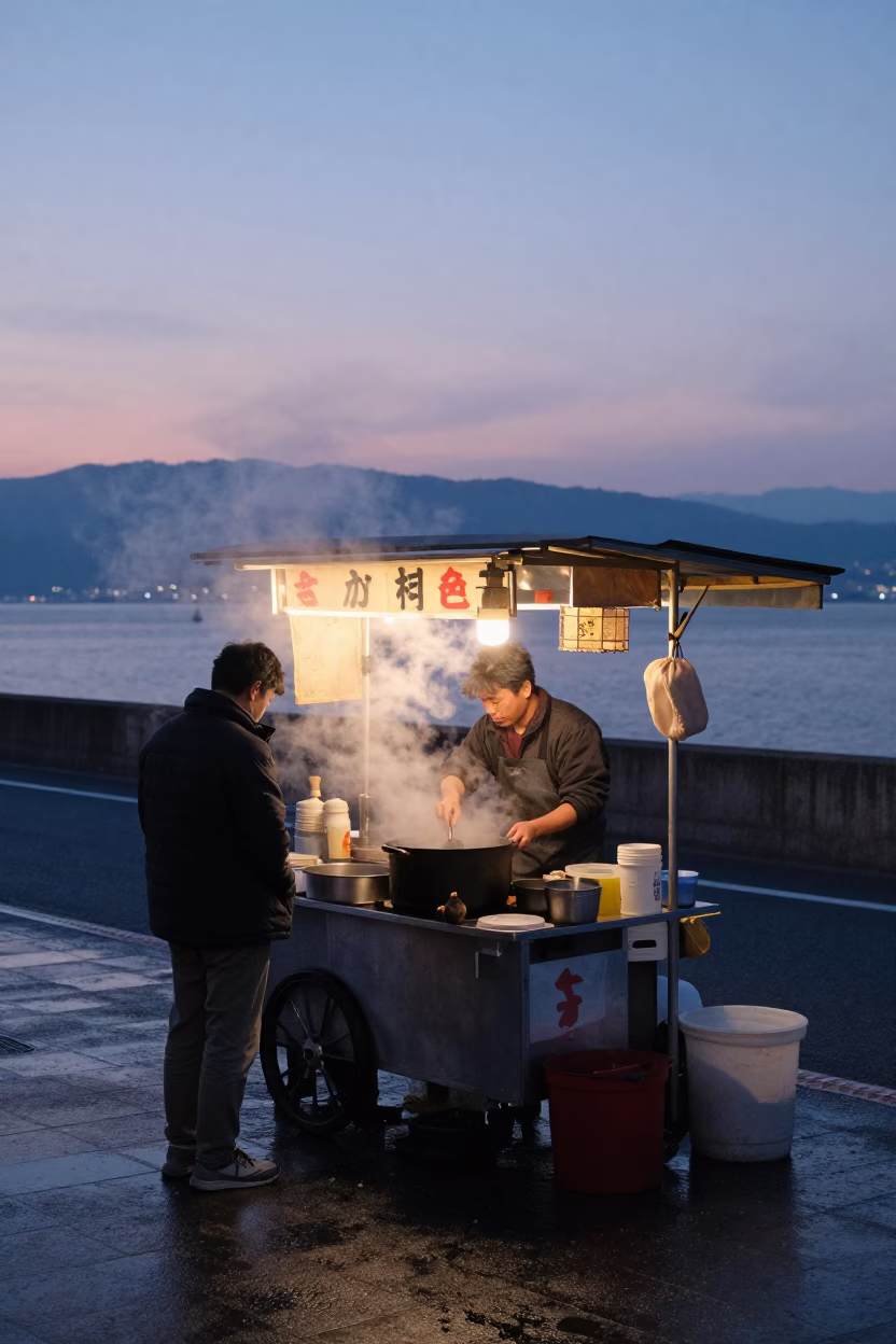 Before Sunrise in Fukuoka at Sunrise Light in in Fukuoka, Japan