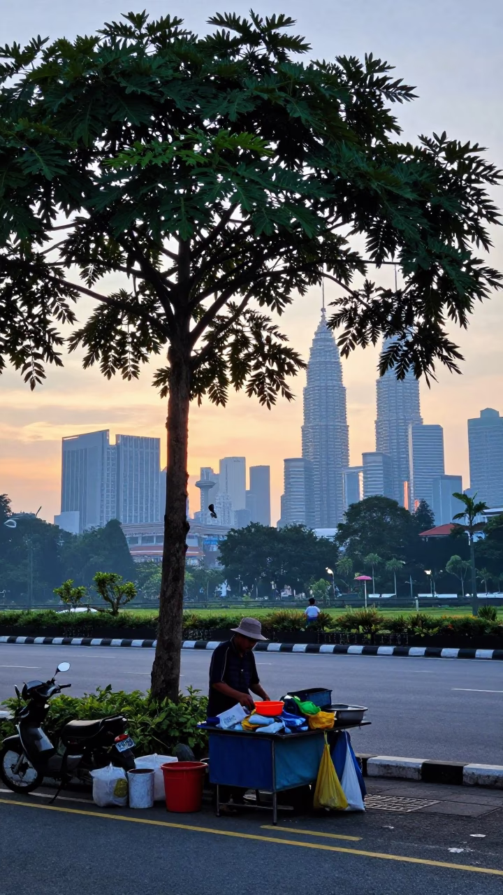 Before Sunrise in Kuala Lumpur at Sunrise Light in in Kuala Lumpur, Malaysia