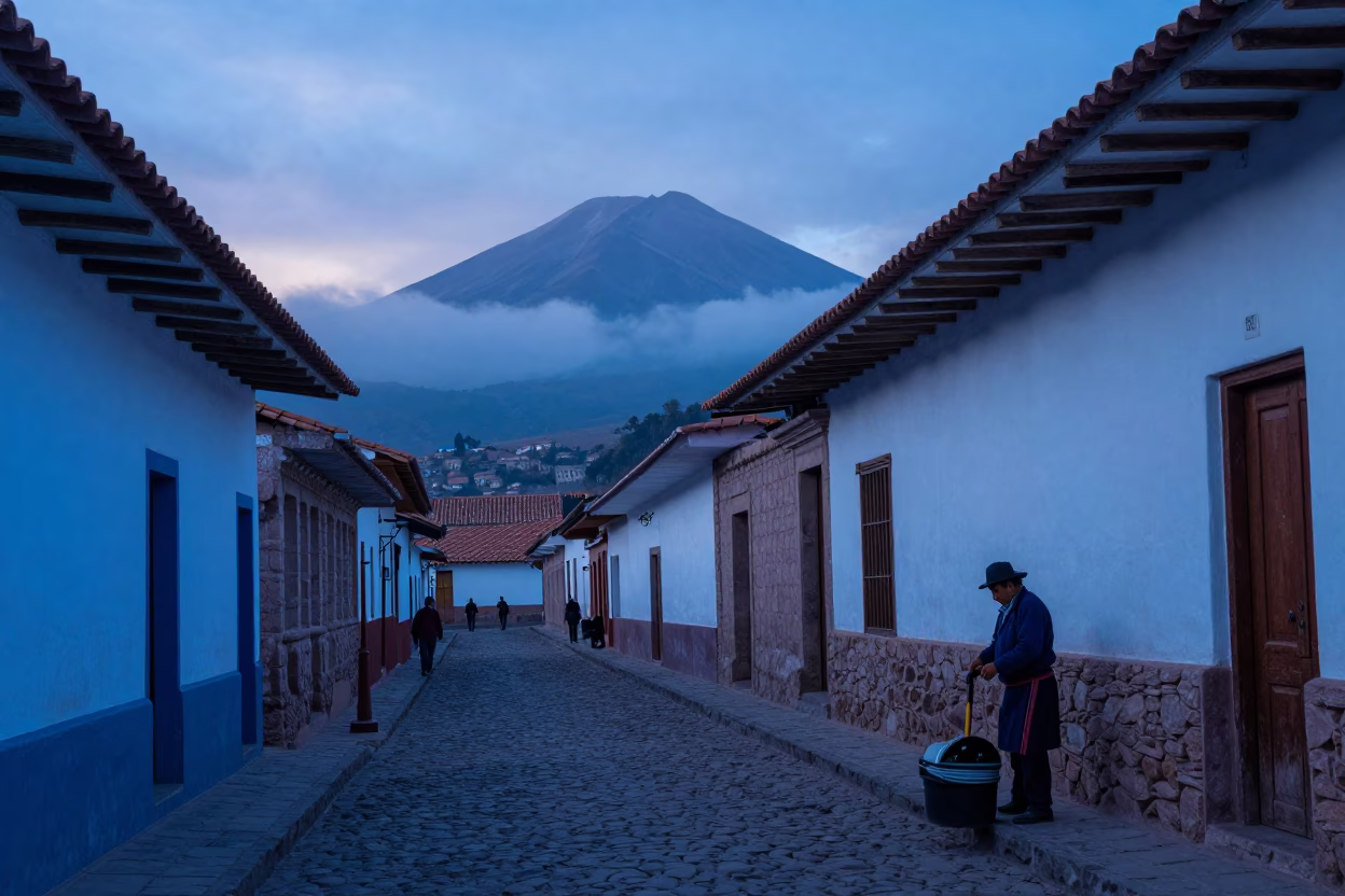Before Sunrise in La Paz at Sunrise Light in in La Paz, Bolivia