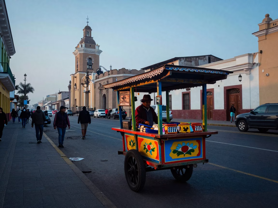 Before Sunrise in Lima at Sunrise Light in in Lima, Peru