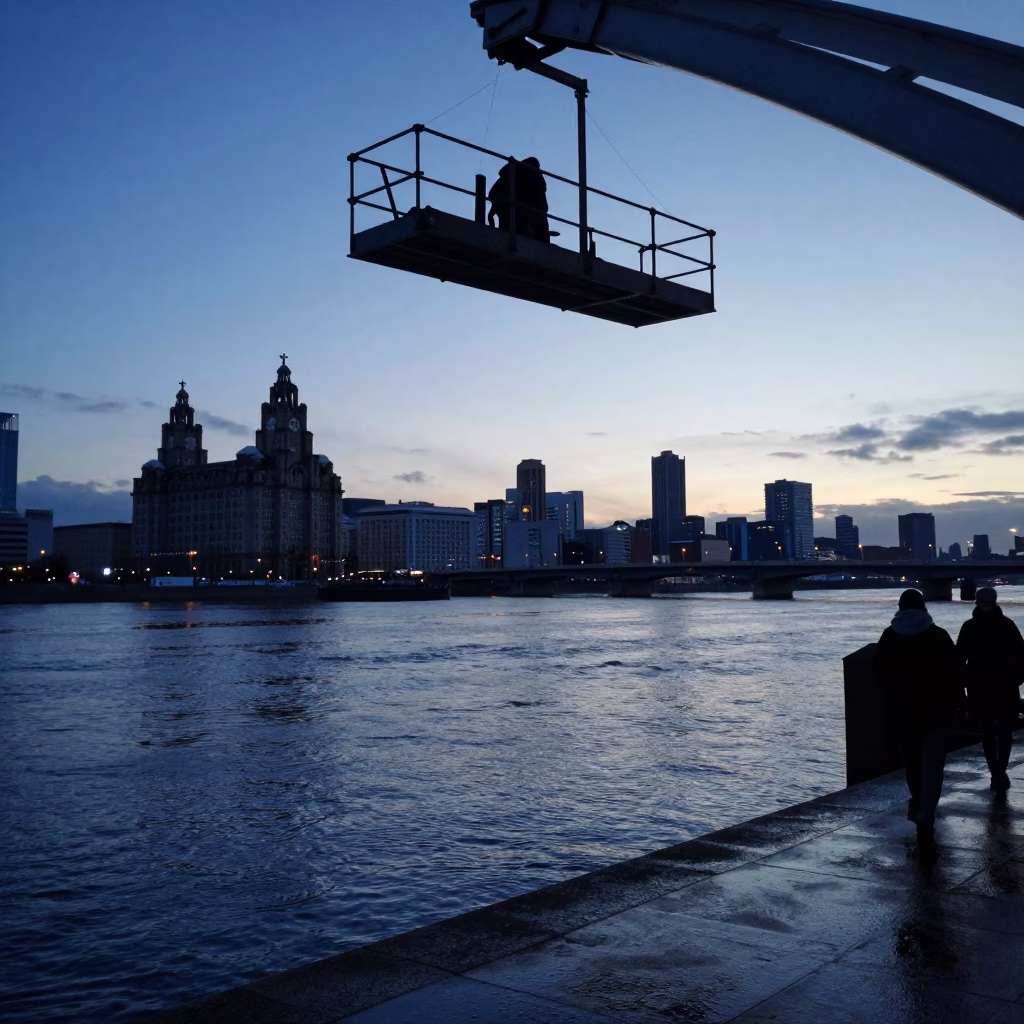 Before Sunrise in Liverpool at Sunrise Light in in Liverpool, United Kingdom