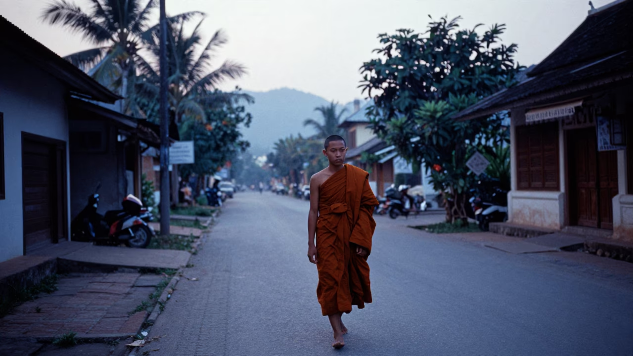 Before Sunrise in Luang Prabang at Sunrise Light in in Luang Prabang, Laos