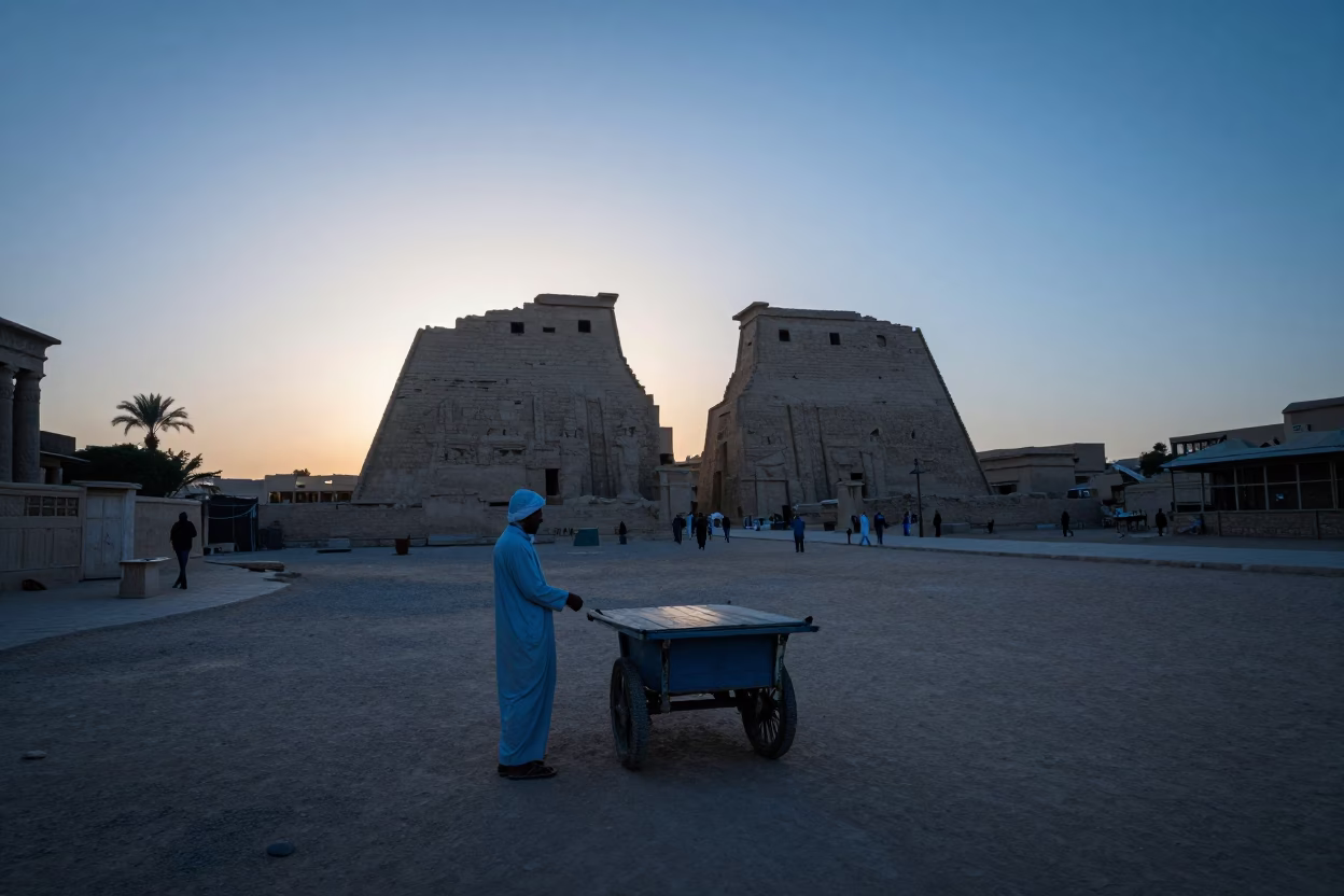 Before Sunrise in Luxor at Sunrise Light in in Luxor, Egypt
