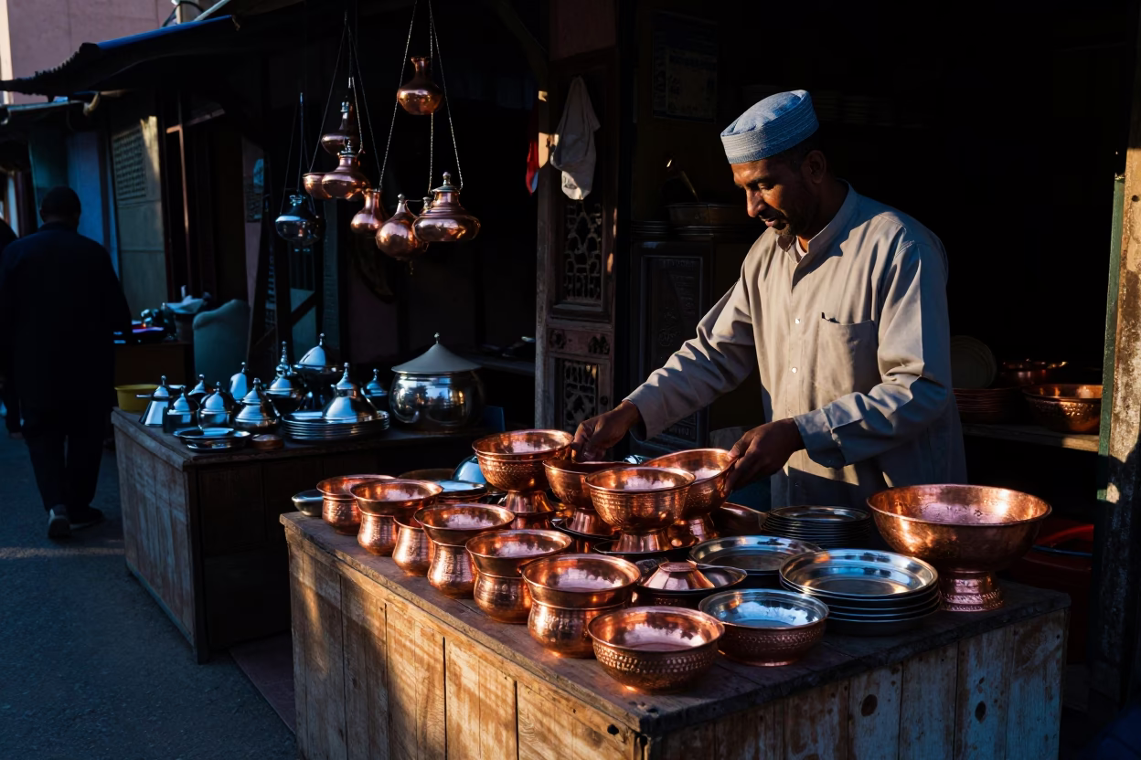 Before Sunrise in Marrakech at Sunrise Light in in Marrakech, Morocco