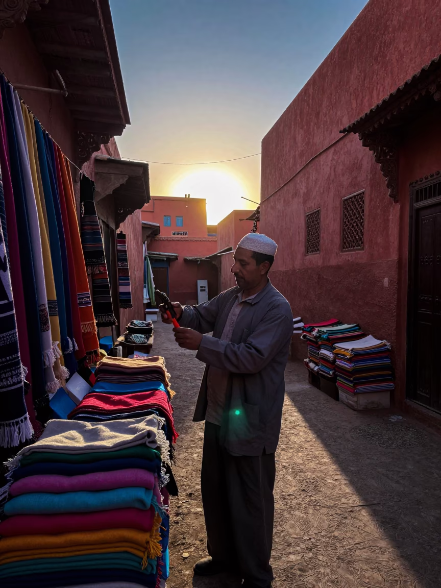 Before Sunrise in Marrakech at Sunrise Light in in Marrakech, Morocco