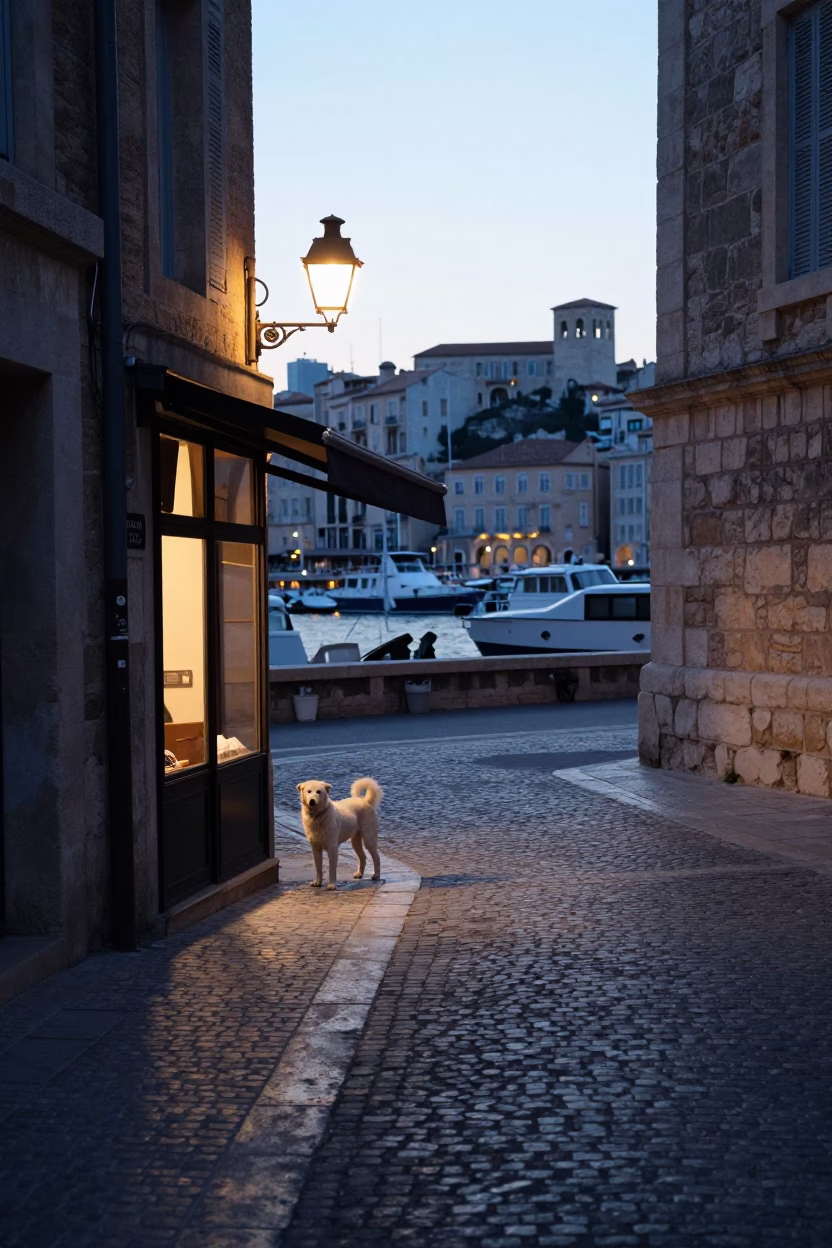 Before Sunrise in Marseille at Sunrise Light in in Marseille, France