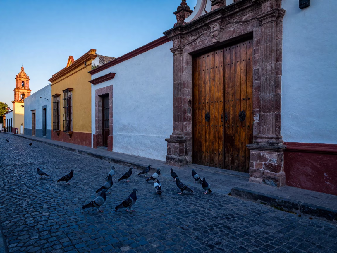 Before Sunrise in Merida at Sunrise Light in in Merida, Mexico